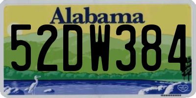 AL license plate 52DW384