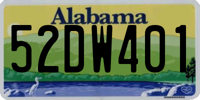 AL license plate 52DW401