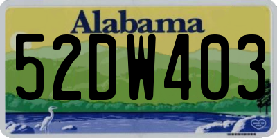 AL license plate 52DW403