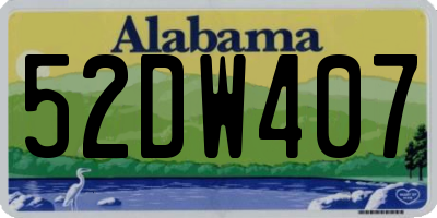 AL license plate 52DW407