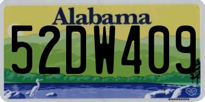 AL license plate 52DW409
