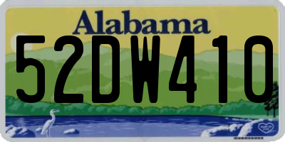 AL license plate 52DW410
