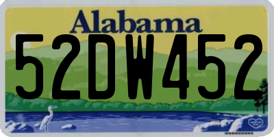 AL license plate 52DW452