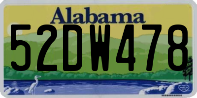 AL license plate 52DW478