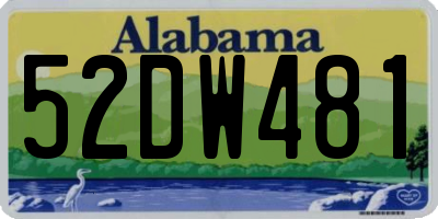 AL license plate 52DW481
