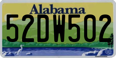 AL license plate 52DW502