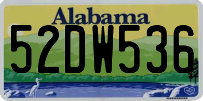 AL license plate 52DW536