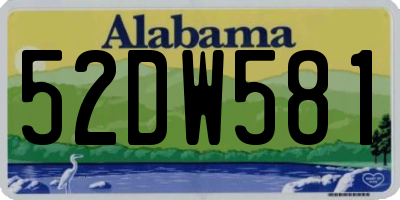 AL license plate 52DW581
