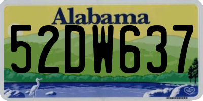 AL license plate 52DW637