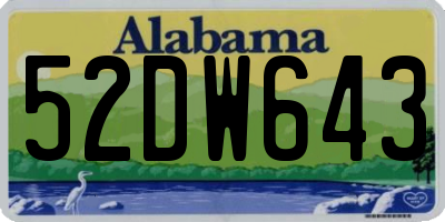 AL license plate 52DW643