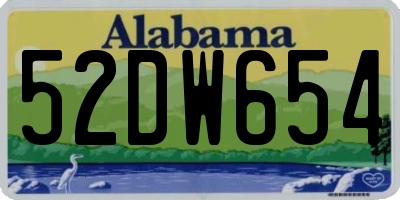 AL license plate 52DW654
