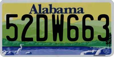 AL license plate 52DW663