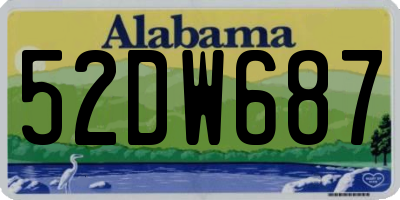 AL license plate 52DW687