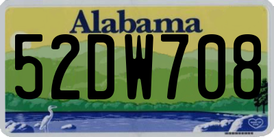AL license plate 52DW708