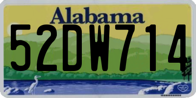 AL license plate 52DW714