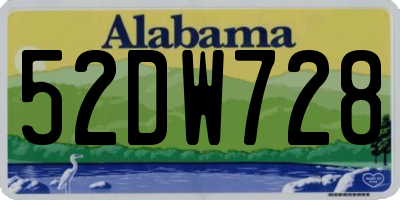 AL license plate 52DW728