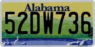 AL license plate 52DW736