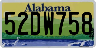 AL license plate 52DW758