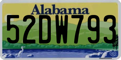 AL license plate 52DW793