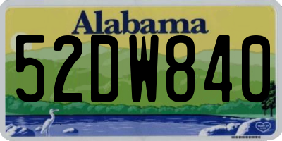 AL license plate 52DW840