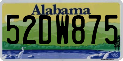 AL license plate 52DW875