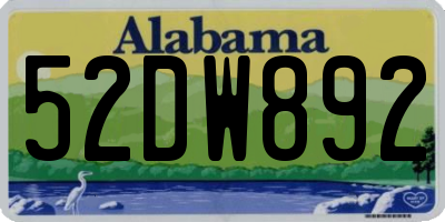 AL license plate 52DW892