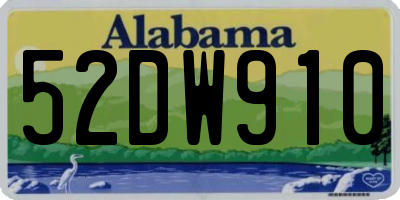 AL license plate 52DW910