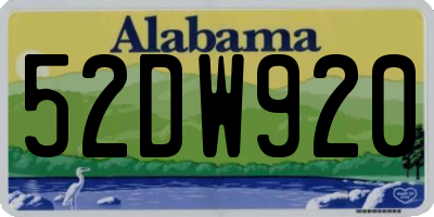 AL license plate 52DW920