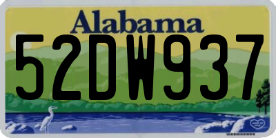 AL license plate 52DW937