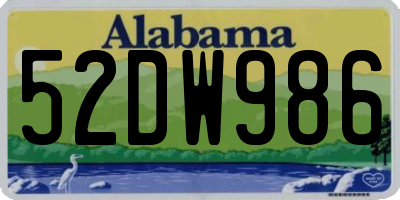 AL license plate 52DW986
