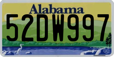 AL license plate 52DW997