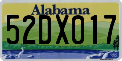 AL license plate 52DX017