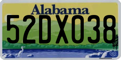 AL license plate 52DX038