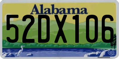 AL license plate 52DX106