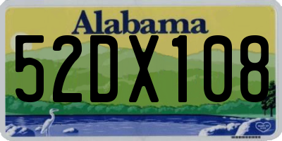 AL license plate 52DX108