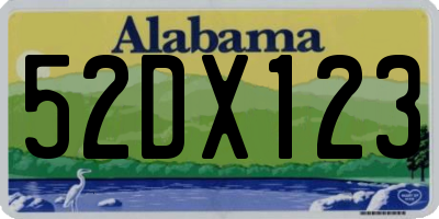 AL license plate 52DX123