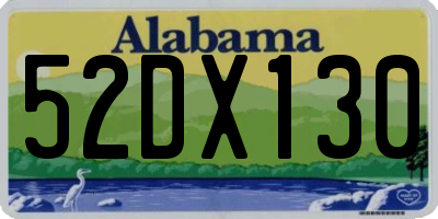 AL license plate 52DX130
