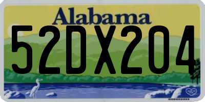 AL license plate 52DX204