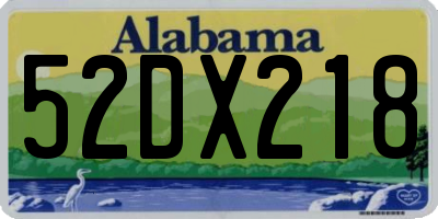 AL license plate 52DX218