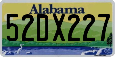 AL license plate 52DX227