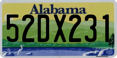 AL license plate 52DX231