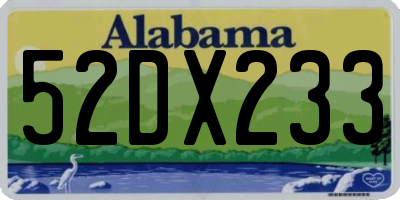 AL license plate 52DX233