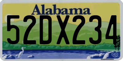 AL license plate 52DX234