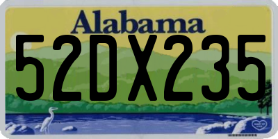 AL license plate 52DX235