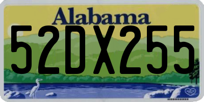 AL license plate 52DX255