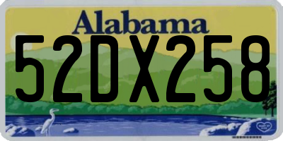AL license plate 52DX258