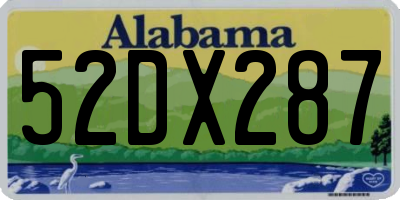 AL license plate 52DX287