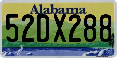 AL license plate 52DX288