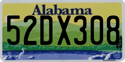 AL license plate 52DX308