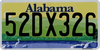 AL license plate 52DX326